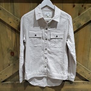 Level 99 Ivory Cream Casual Jacket Shacket Pockets Anthropologie EUC